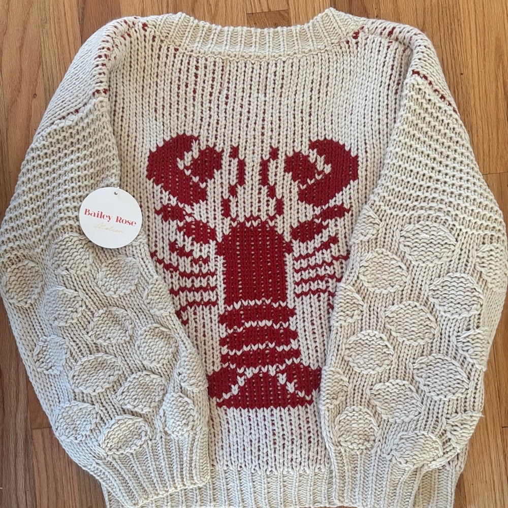 Bailey Rose oversized Lobster Cardigan with Bell Sleeves